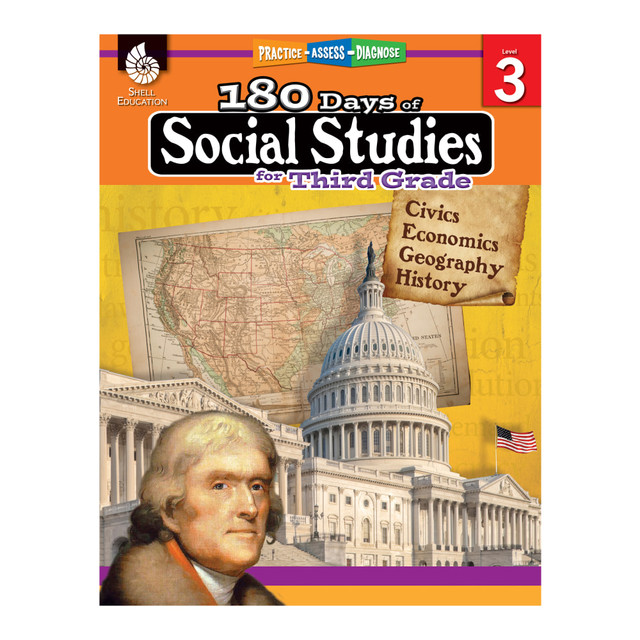 SHELL EDUCATION 51395  180 Days Of Social Studies, Grade 3