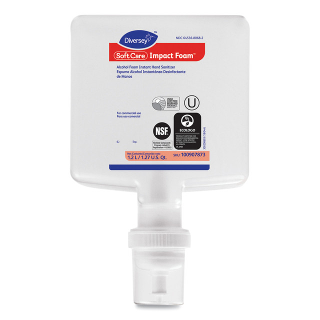 DIVERSEY 100907873 Soft Care Impact Foam Hand Sanitizer Refills, 1200 mL, Carton Of 6 Refills DIVERSEY 100907873 Soft Care Impact Foam Hand Sanitizer Refills, 1200 mL, Carton Of 6 Refills