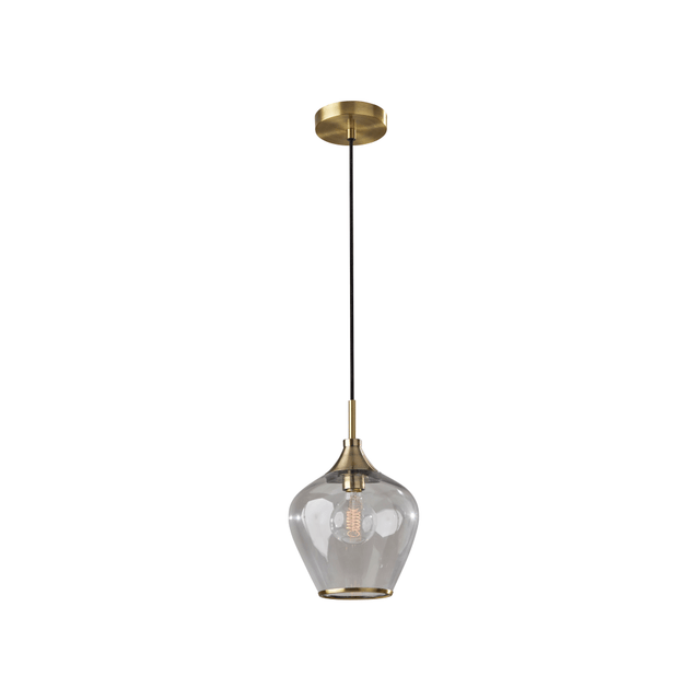 ADESSO INC Adesso 3921-21  Bradford Pendant Lamp, 12-3/4inH x 9inW, Clear Shade/Antique Brass Base