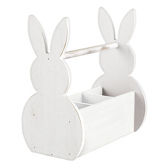 AMSCAN 410146  Easter Bunny Utensil Holder, 12inH x 11inW x 6-1/2inD, White