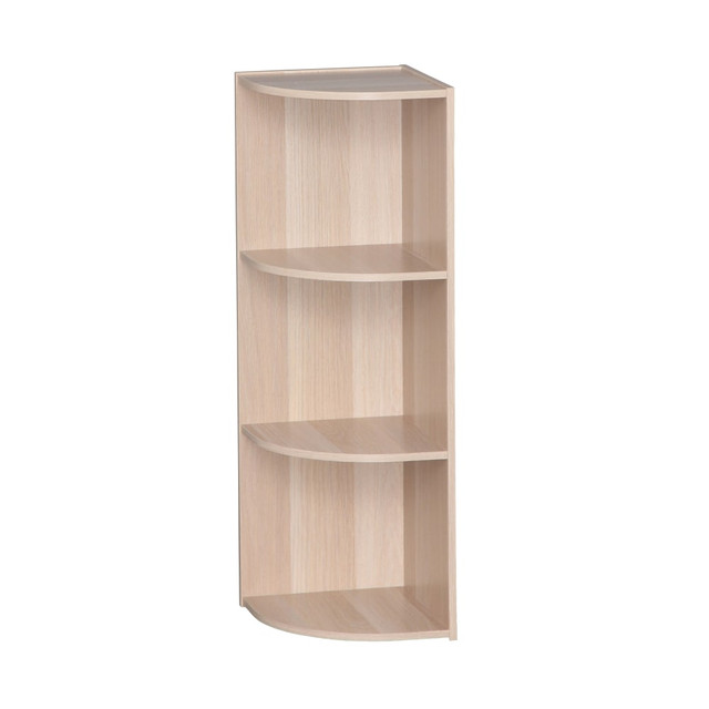 IRIS USA, INC. 596210 IRIS 35inH Curved 3-Shelf Corner Bookcase, Light Brown