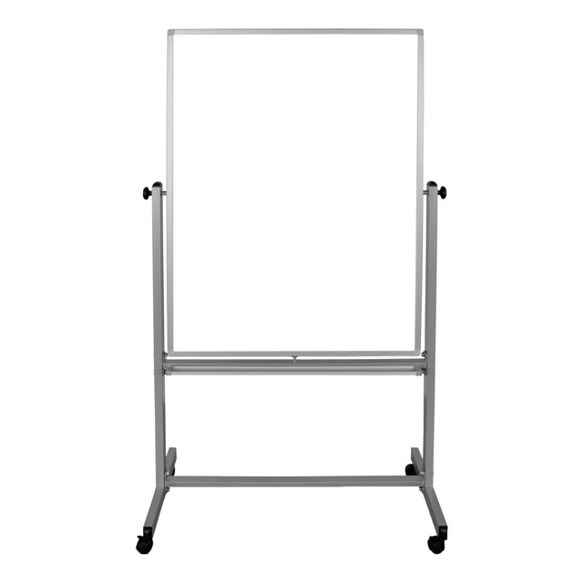 H. WILSON COMPANY MB3648WW Luxor Double-Sided Mobile Magnetic Dry-Erase Whiteboard, 36in x 48in, Aluminum Frame With Silver Finish