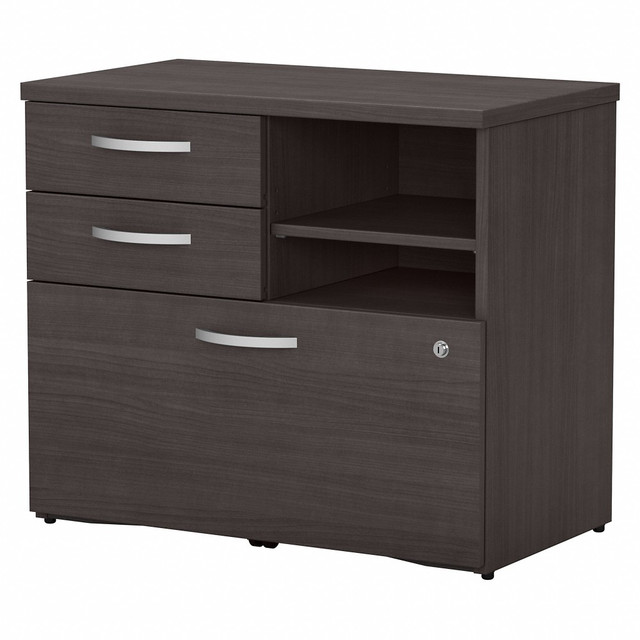 BUSH INDUSTRIES INC. Bush Business Furniture SCF130SGSU  Studio C 29-5/7inW x 17inD Lateral File Cabinet With Drawers and Shelves, Storm Gray, Standard Delivery