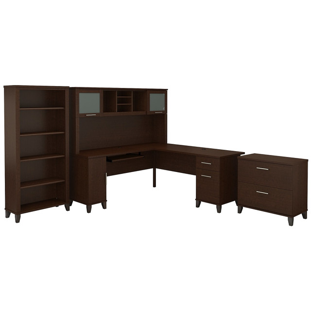 BUSH INDUSTRIES INC. SET012MR Bush Furniture Somerset 72inW L Shaped Desk With Hutch, Lateral File Cabinet And Bookcase, Mocha Cherry, Standard Delivery BUSH INDUSTRIES INC. SET012MR Bush Furniture Somerset 72inW L Shaped Desk With Hutch, Lateral File Cabinet And Bookcase, Mocha Cherry, Standard Delivery