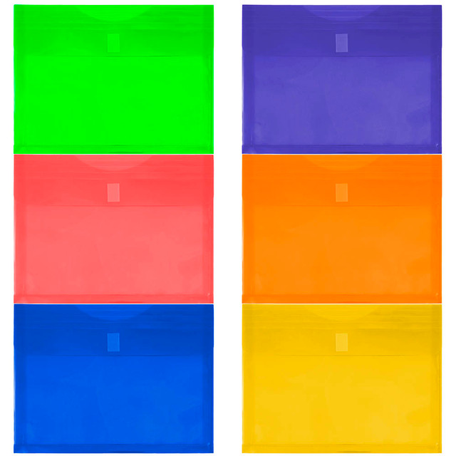 JAM PAPER AND ENVELOPE 218V1RGBYPOROD JAM Paper Plastic Envelopes, 9-3/4in x 13in, Hook & Loop Closure, Assorted Colors, Pack Of 6 Envelopes JAM PAPER AND ENVELOPE 218V1RGBYPOROD JAM Paper Plastic Envelopes, 9-3/4in x 13in, Hook & Loop Closure, Assorted Colors, Pack Of 6 Envelopes