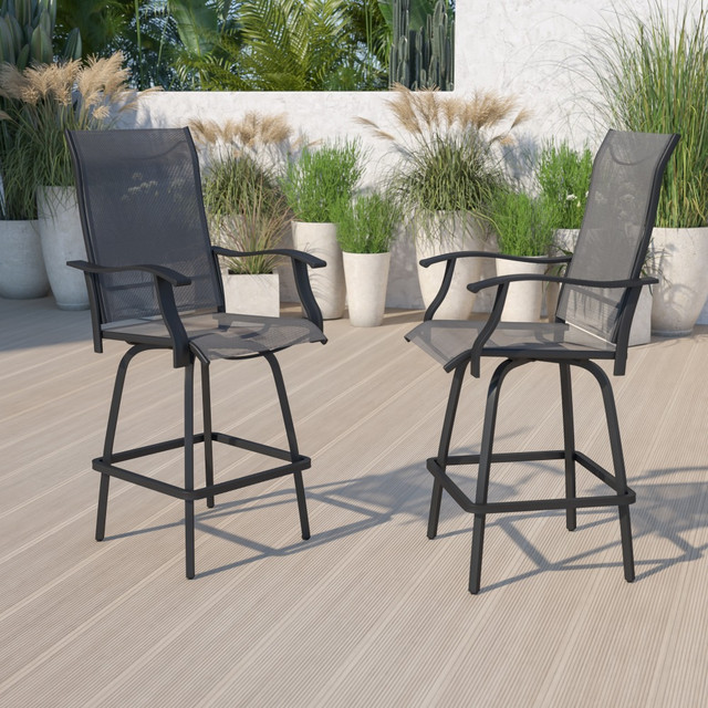 FLASH FURNITURE 2ETSWVLPTO30GR  Valerie Patio Bar Stools, Gray, Set Of 2 Stools