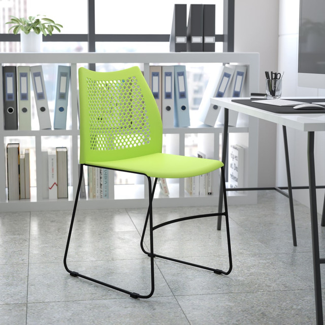 FLASH FURNITURE RUT498AGN  HERCULES Series Sled-Base Stack Chair With Air-Vent Back, Green