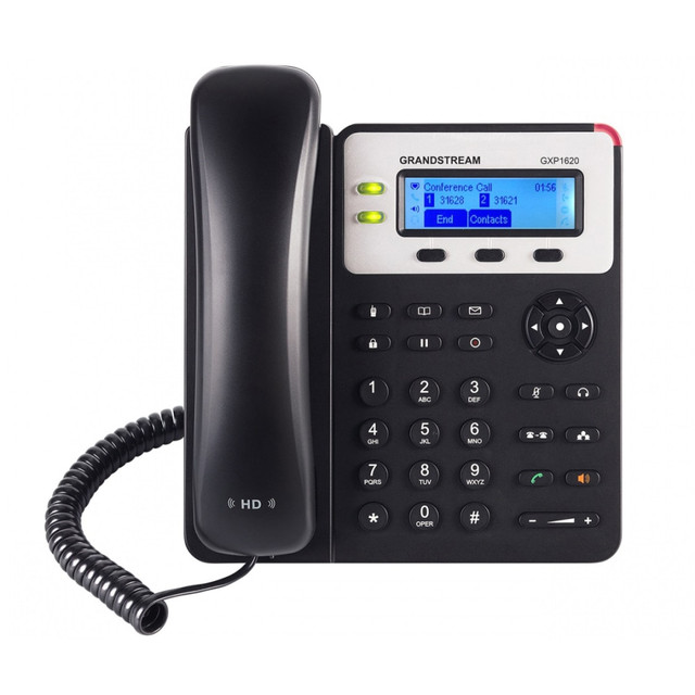 Make sure you are always in touch with clients and colleagues with the help of this VoIP phone, which uses your existing Internet infrastructure to make calls. The hands-free speakerphone allows you to multitask with ease while chatting.  HD wideband audio for crystal-clear calling. Dual-switched 10/100 mbps ports with integrated PoE on GXP1625.  2-line design allows you to switch between business and personal calls. Two dual-color line keys and 3 XML programmable, context-sensitive soft keys make it easy to change what line you are on.  132 x 48 LCD screen is backlit for increased visibility.  Provides space for up to 500 contacts with a 200-call history that shows your past calls.  Full-duplex, hands-free speakerphone features acoustic echo cancellation and great double-talk performance.  EHS support for Plantronics headsets (sold separately).  Backed by the manufacturers 1-year limited warranty.