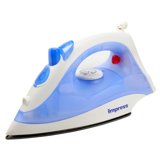 CRYSTAL PROMOTIONS Impress 99595738M  Compact And Lightweight Steam And Dry Iron, 3-1/2in x 4-1/2in x 9-1/4in, Blue/White