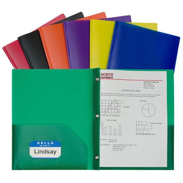 C-LINE PRODUCTS, INC. 33960 C-Line 2-Pocket Poly Folders With Prongs, Letter Size, Assorted Colors, Pack Of 36 Folders C-LINE PRODUCTS, INC. 33960 C-Line 2-Pocket Poly Folders With Prongs, Letter Size, Assorted Colors, Pack Of 36 Folders