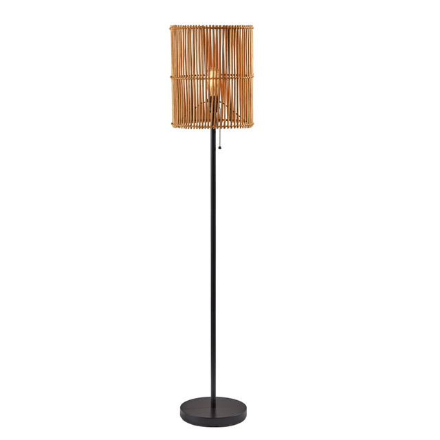 ADESSO INC 4198-12 Adesso Cabana Floor Lamp, 58inH, Natural Rattan Shade/Dark Bronze Base