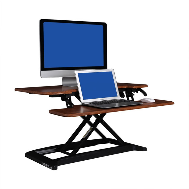 ZOXOU INC. M7MN FlexiSpot AlcoveRiser Sit-To-Stand Desk Converter, 35inW, Mahogany