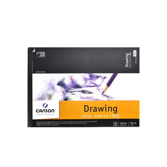 Canson paper is perfect for creating detailed sketches and layouts. This pure white pad resists yellowing, so your artwork will look great for years to come.  Heavyweight paper with an extra-fine surface for smooth strokes and easy erasing.  Acid-free paper resists yellowing and fading as time passes.  Wire-bound cover keeps your paper secure.  Microperforated sheets allow easy removal.  Drawing pad, size 18in x 24in, includes 24 sheets of paper.