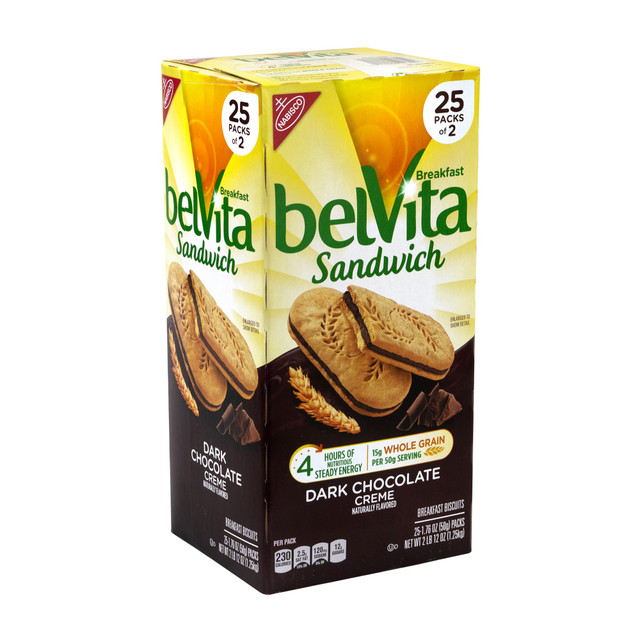 MONDELEZ-NABISCO 4602 BELVITA Breakfast Sandwich Dark Chocolate Creme, 1.76 oz, 25 Pack MONDELEZ-NABISCO 4602 BELVITA Breakfast Sandwich Dark Chocolate Creme, 1.76 oz, 25 Pack