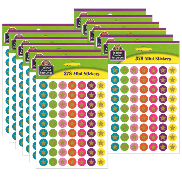 EDUCATORS RESOURCE Teacher Created Resources TCR3602-12  Mini Stickers, Confetti Stars, 378 Stickers Per Pack, Set Of 12 Packs