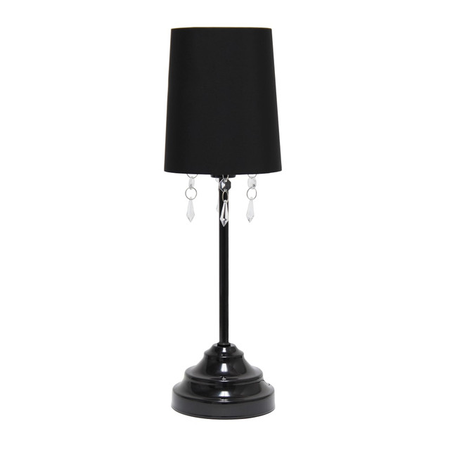 ALL THE RAGES INC LT3018-BLK Simple Designs Table Lamp with Fabric Shade and Hanging Acrylic Beads, 16 3/5inH, Black