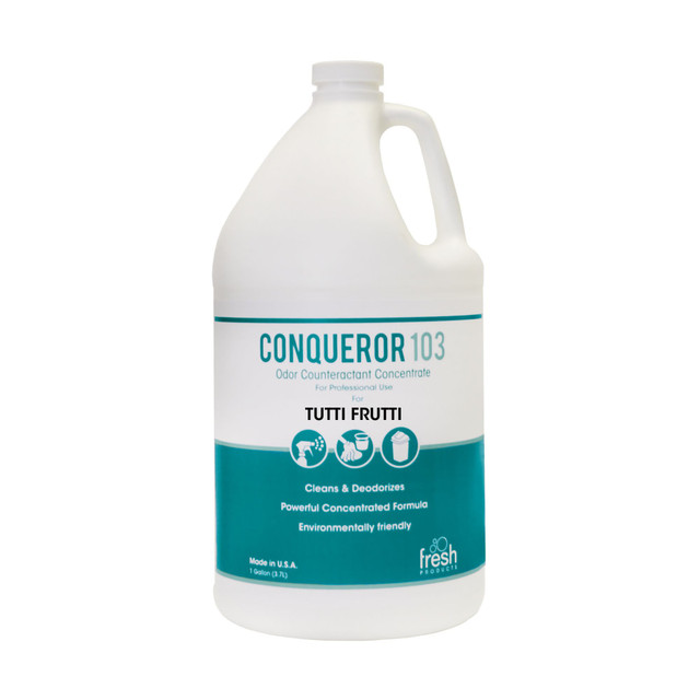 FRESH PRODUCTS LLC 103G-F-000I004M-81 Fresh Products Conqueror 105 Liquid Concentrate, 1 Gallon, Tutti Frutti Fragrance, Pack Of 4 Bottles