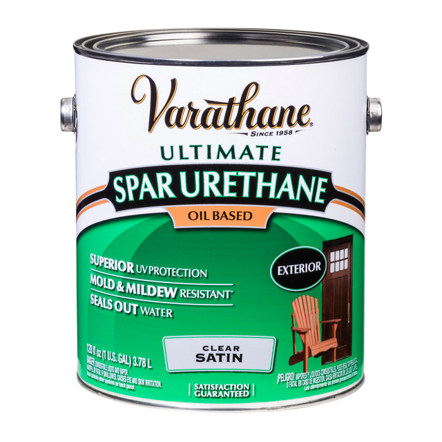 THE FLECTO COMPANY INC. 9332 Varathane Ultimate Oil-Based Spar Urethane, 350 VOC, 1 Gallon, Clear Satin, Pack Of 2 Cans THE FLECTO COMPANY INC. 9332 Varathane Ultimate Oil-Based Spar Urethane, 350 VOC, 1 Gallon, Clear Satin, Pack Of 2 Cans