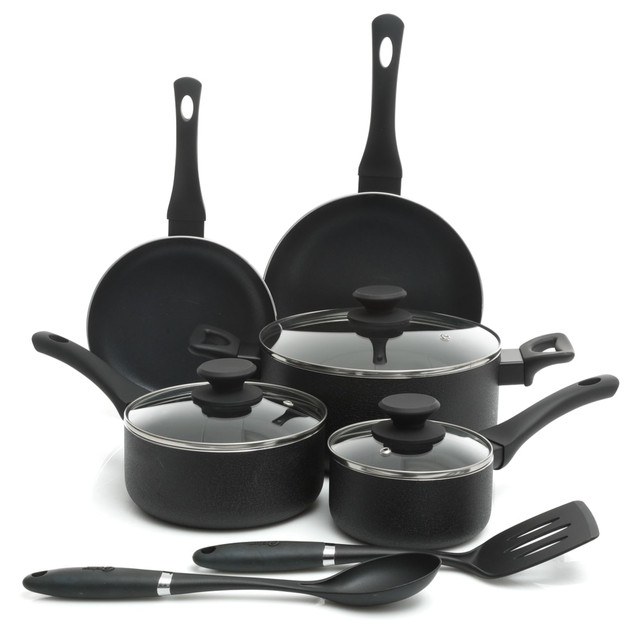 GIBSON OVERSEAS INC. 995100874M Oster Cookware Set, Ashford 10-Piece, Black