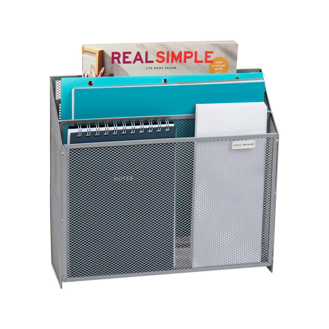 EMS MIND READER LLC WAFIST3-SIL Mind Reader 3 Compartment Vertical File Storage, 11-1/2inH x 3-3/4inW x 12-1/2inD, Silver EMS MIND READER LLC WAFIST3-SIL Mind Reader 3 Compartment Vertical File Storage, 11-1/2inH x 3-3/4inW x 12-1/2inD, Silver
