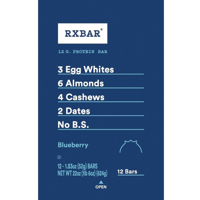 KELLOGGs CGO00426 RXBAR Protein Bars, Blueberry, 1.8 Oz, Pack Of 12 Bars KELLOGGs CGO00426 RXBAR Protein Bars, Blueberry, 1.8 Oz, Pack Of 12 Bars