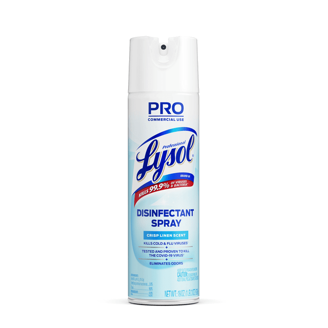 Boost customer confidence with a disinfectant spray that's safe to use on hard and soft surfaces. Kills 99.9% of viruses and bacteria, including the virus that causes COVID-19 and cold and flu viruses when used as directed. Help protect high-traffic areas and high-touch surfaces. Simply spray and let air dry.  Kills 99.9% of viruses and bacteria, including cold and flu viruses, Salmonella, E. Coli, MRSA, RSV, Staph, and Strep when used as directed.  Meet customer and staff disinfecting expectations across a range of industries, including offices, education, retail, and hospitality.  Help protect high-touch germ hot spots, including door handles, railings, light switches, seats, counters, restrooms, and desks.  Safe to use on soft surfaces, including upholstery, sofas, chairs, cushions, pillows, mattresses, and bedding.  Make disinfection protocols more evident and eliminate odor-causing bacteria.  Crisp linen scent disinfectant spray leaves behind a fresh scent.  Antimicrobial is an agent that kills microorganisms or stops their growth.