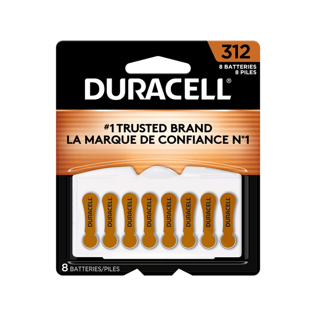 THE DURACELL COMPANY Duracell DA312B8ZM09  Hearing Aid Zinc-Air Batteries Size 312, Pack Of 8