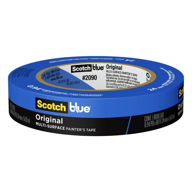 3M CO 2090-1H-W ScotchBlue Original Multi-Surface Painters Tape, 1 Tape Roll, 0.94 in x 60 yd, 3in Core, Paint Tape Protects Surfaces and Removes Easily, Multi-Surface Painting Tape for Indoor and Outdoor Use, Blue 3M CO 2090-1H-W ScotchBlue Original Multi-Surface Painters Tape, 1 Tape Roll, 0.94 in x 60 yd, 3in Core, Paint Tape Protects Surfaces and Removes Easily, Multi-Surface Painting Tape for Indoor and Outdoor Use, Blue