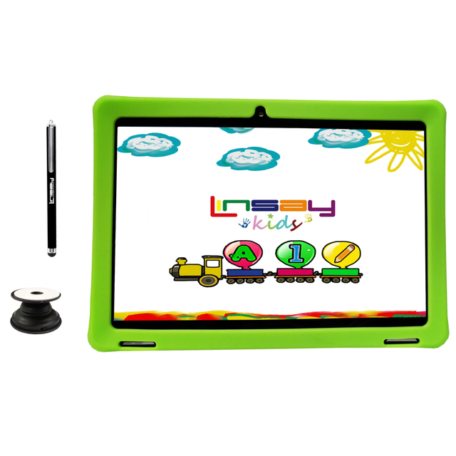 INFOLIST CORP. Linsay F10IPKIDSGP   F10IPS Tablet, 10.1in Screen, 2GB Memory, 64Gb Storage, Android 13, Kids Green