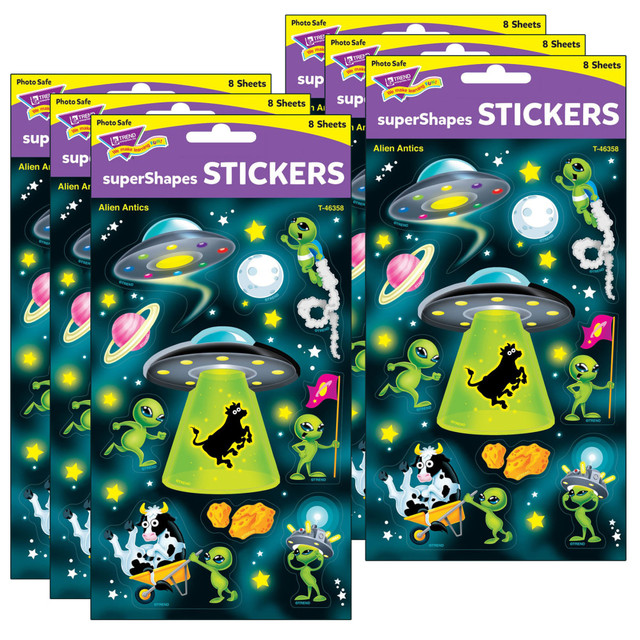 EDUCATORS RESOURCE T-46358-6 Trend superShapes Stickers, Alien Antics, 80 Stickers Per Pack, Set Of 6 Packs EDUCATORS RESOURCE T-46358-6 Trend superShapes Stickers, Alien Antics, 80 Stickers Per Pack, Set Of 6 Packs