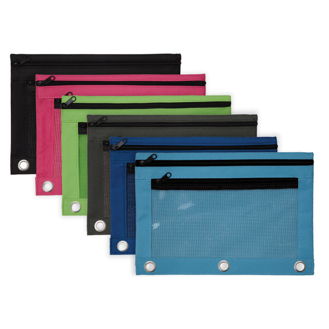 OFFICE DEPOT PPMW201401  Brand Pencil Pouch With Mesh Window, 7in x 9 3/4in, Assorted Colors