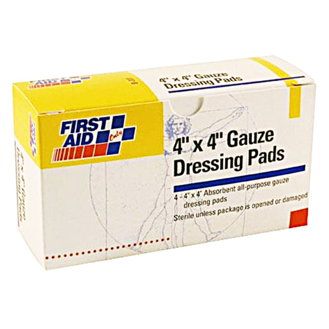 FIRST AID ONLY, INC. B207 First Aid Only 3-Ply Gauze Pads, 4in x 4in, White, Box Of 4 Gauze Pads