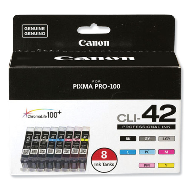 INNOVERA Canon® 6384B007 6384B007 (CLI-42) ChromaLife100+ Ink, Black/Cyan/Gray/Light Gray/Magenta/Photo Cyan/Photo Magenta/Yellow
