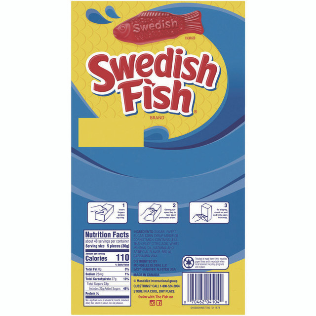 MONDELEZ INTERNATIONAL Swedish Fish® 43146 Grab-and-Go Candy Snacks In Reception Box, 240-Pieces/Box