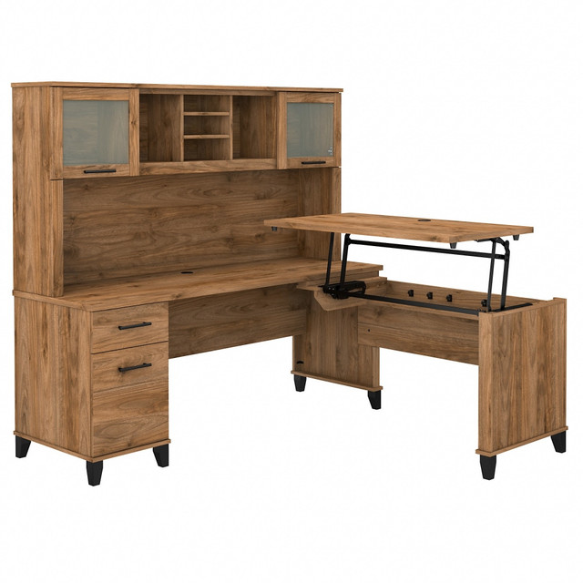 BUSH INDUSTRIES INC. SET015FW Bush Furniture Somerset 72inW 3-Position Sit-to-Stand L-Shaped Desk With Hutch, Fresh Walnut, Standard Delivery BUSH INDUSTRIES INC. SET015FW Bush Furniture Somerset 72inW 3-Position Sit-to-Stand L-Shaped Desk With Hutch, Fresh Walnut, Standard Delivery