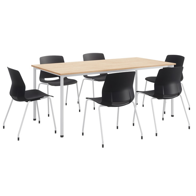 KENTUCKIANA FOAM INC 840031923158 KFI Studios Dailey Table Set With 6 Poly Chairs, Natural Table/Black Chairs