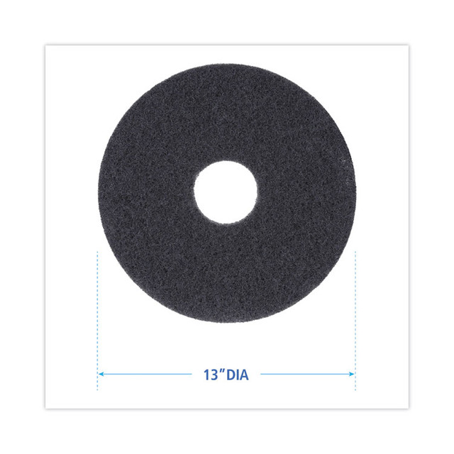 BOARDWALK 4013BLA Stripping Floor Pads, 13" Diameter, Black, 5/Carton