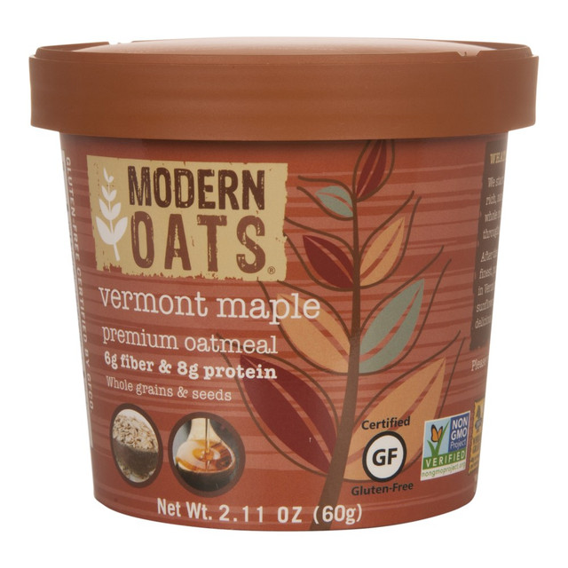 Make breakfast simple with a cup of Modern Oats. Its easy to enjoy at home or your desk at work, so you never have to worry about missing the first meal of the day.  Made with gluten-free, non-GMO ingredients.  Cups are easy to take to go.  Vermont maple oatmeal lets you enjoy the taste of autumn.