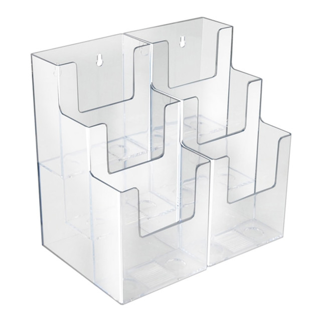 AZAR DISPLAYS 252815  3-Tier 6-Pocket Plastic Trifold Brochure Holders, 9-1/8inH x 9inW x 5-3/8inD, Clear, Pack Of 2 Holders