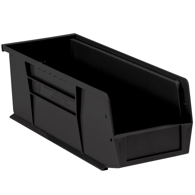 B O X MANAGEMENT, INC. BINP1555K Partners Brand Plastic Stack & Hang Bin Boxes, Small Size, 14 3/4in x 5 1/2in x 5in, Black, Pack Of 12