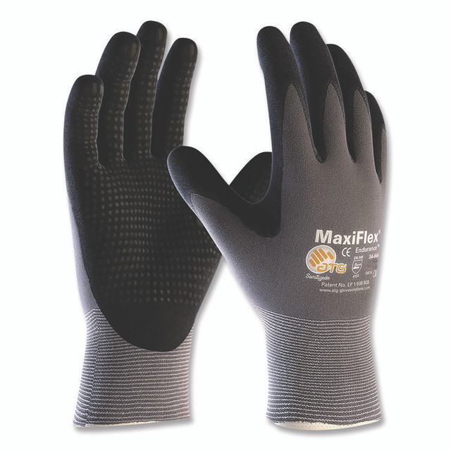 ATG MaxiFlex® 34844XL Endurance Seamless Knit Nylon Gloves, EN388: 4131, X-Large, Gray/Black, 12 Pairs
