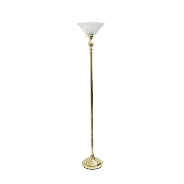 ALL THE RAGES INC Lalia Home LHF-3001-GL  Classic 1-Light Torchiere Floor Lamp, 71inH, Gold/White