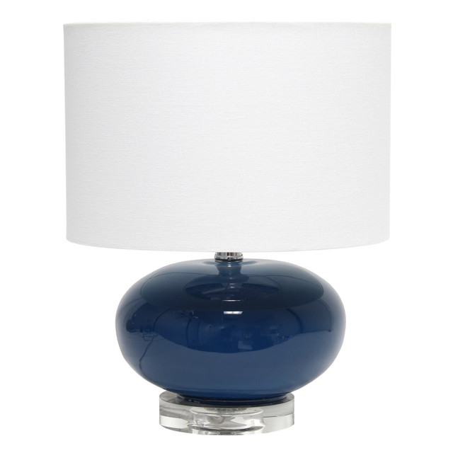 ALL THE RAGES INC Lalia Home LHT-3005-BL  Ovaloid Glass Table Lamp, 15-1/4inH, White Shade/Blue Base