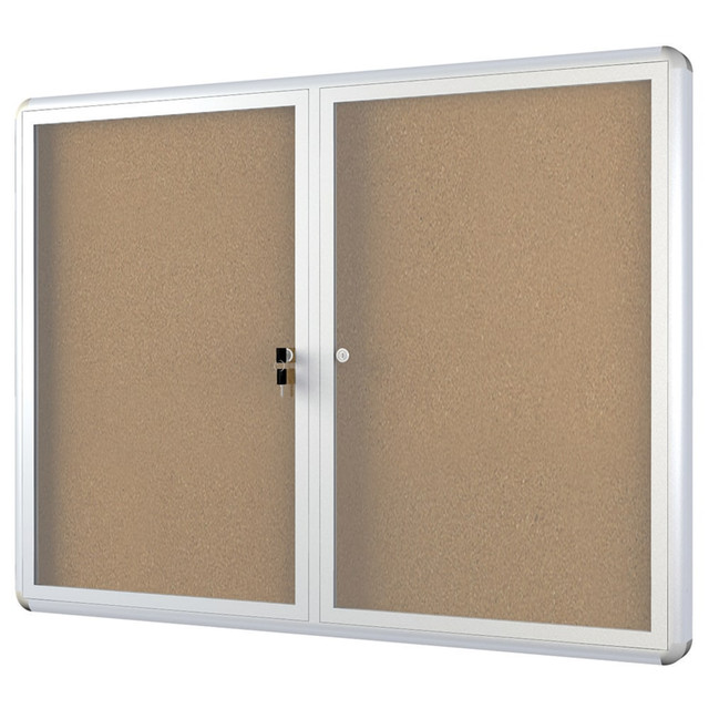 MasterVision VT640101720  Anodized Aluminum Frame Enclosed Cork Bulletin Board, 2 Doors, 36in x 48in