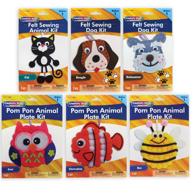 EDUCATORS RESOURCE Creativity Street PACACANMKIT2  Felt Animal Craft Kits, Pack Of 6 Kits