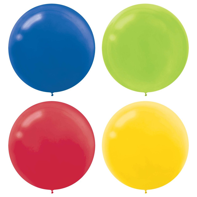 AMSCAN CO INC 115910.99 Amscan 24in Latex Balloons, Assorted Colors, 4 Balloons Per Pack, Set Of 3 Packs