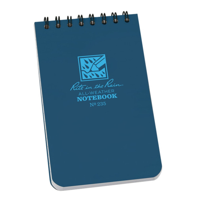 RITE IN THE RAIN 235  All-Weather Spiral Notebooks, Top, 3in x 5in, 100 Pages (50 Sheets), Blue, Pack Of 12 Notebooks