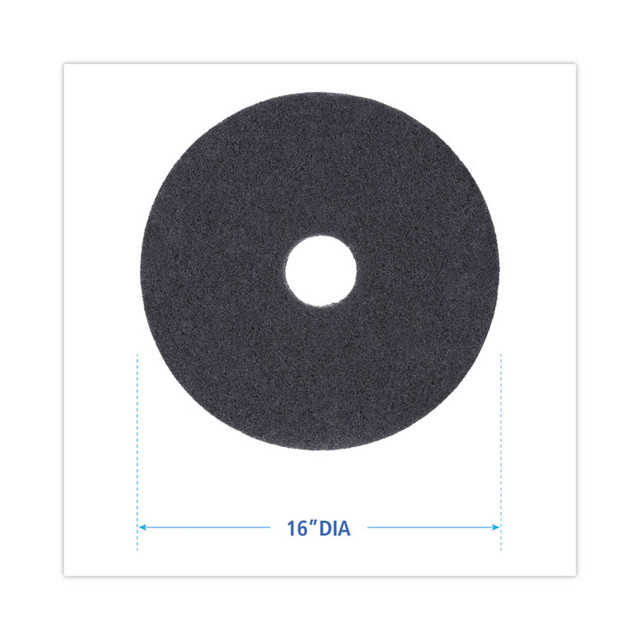 BOARDWALK 4016 BLA Stripping Floor Pads, 16" Diameter, Black, 5/Carton