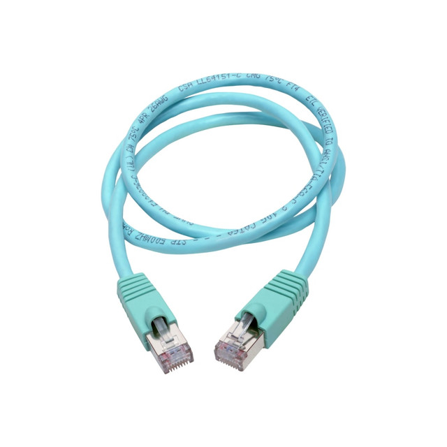 TRIPP LITE N262-003-AQ  Cat6a Snagless Shielded STP Patch Cable 10G, PoE, Aqua M/M 3ft - First End: 1 x RJ-45 Male Network - Second End: 1 x RJ-45 Male Network - 1.25 GB/s - Patch Cable - Shielding - Aqua