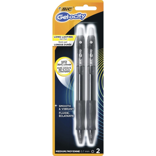 BIC CORP RLCP21BK BIC Retractable Gel Pens, Pack Of 2, Medium Point, 0.7 mm, Translucent Barrel, Black Ink BIC CORP RLCP21BK BIC Retractable Gel Pens, Pack Of 2, Medium Point, 0.7 mm, Translucent Barrel, Black Ink